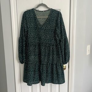 Dark green/white polka dot dress